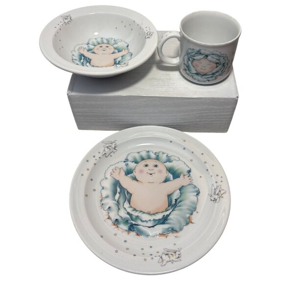 Vtg 1984 Cabbage Patch Kids Porcelain Plate Bowl Mug Set By Royal Worcester - Picture 2 of 15